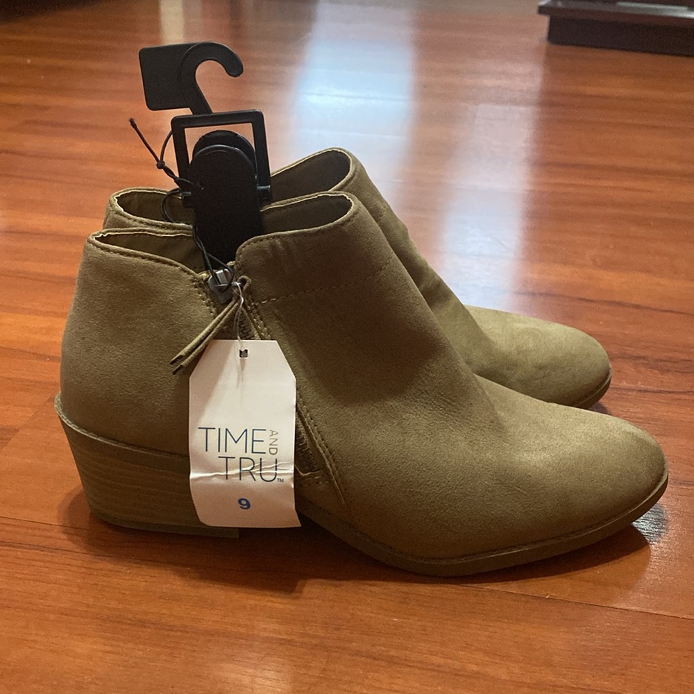 Taupe booties. Time and tru brand. Brand new, never worn. Size 9